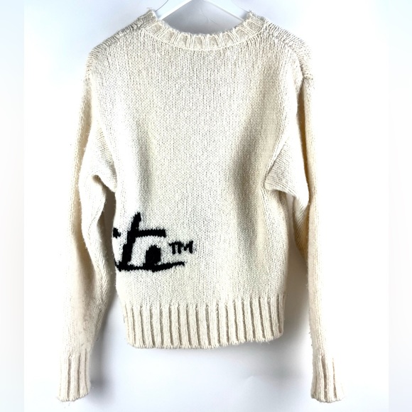 Off-White White Intarsia Big Logo Wool Blend Pullover - Picture 3 of 12